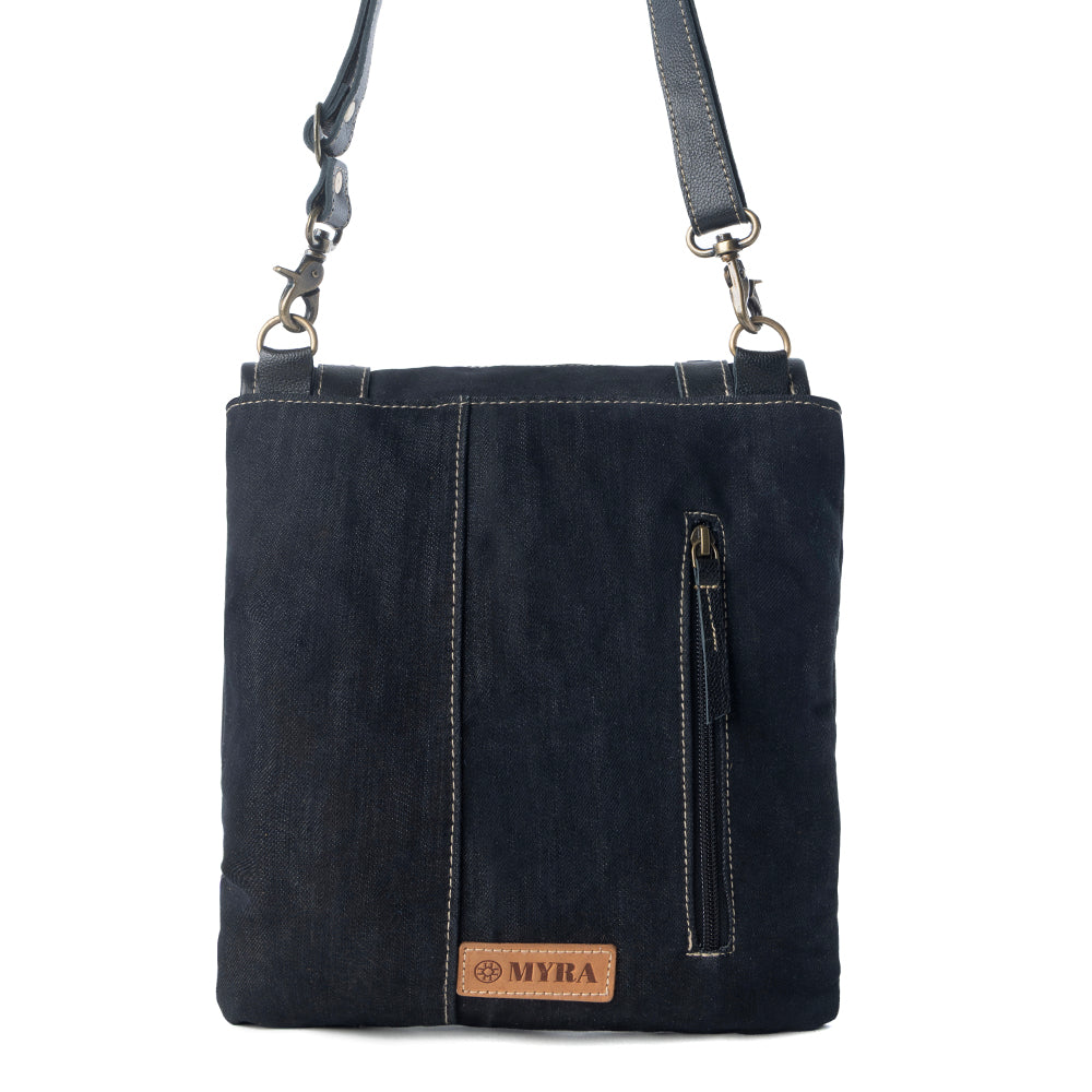 Myra Dustrider upcycled canvas vintage style Concealed-Carry bag for Women in black with leather detail