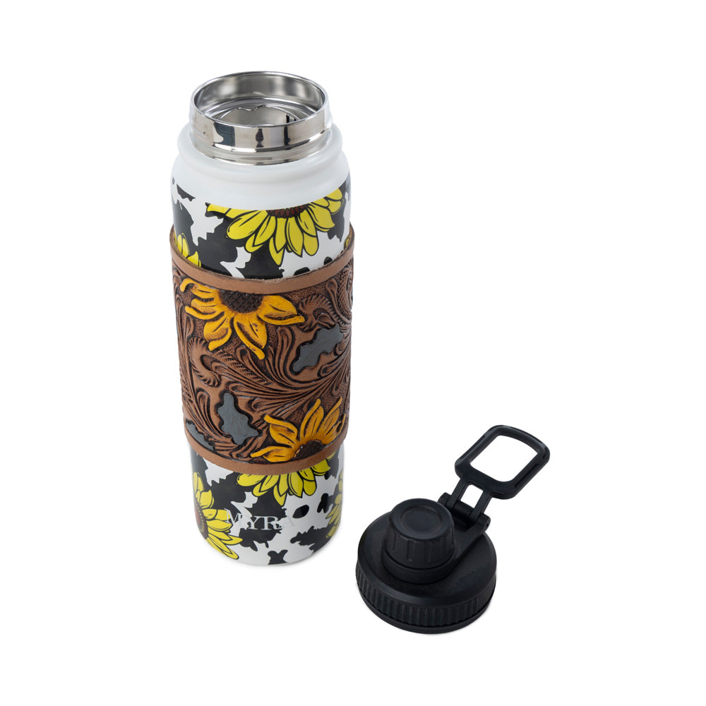 Moo & Bloom Stainless Steel Water Bottle in Sunflower Yellow