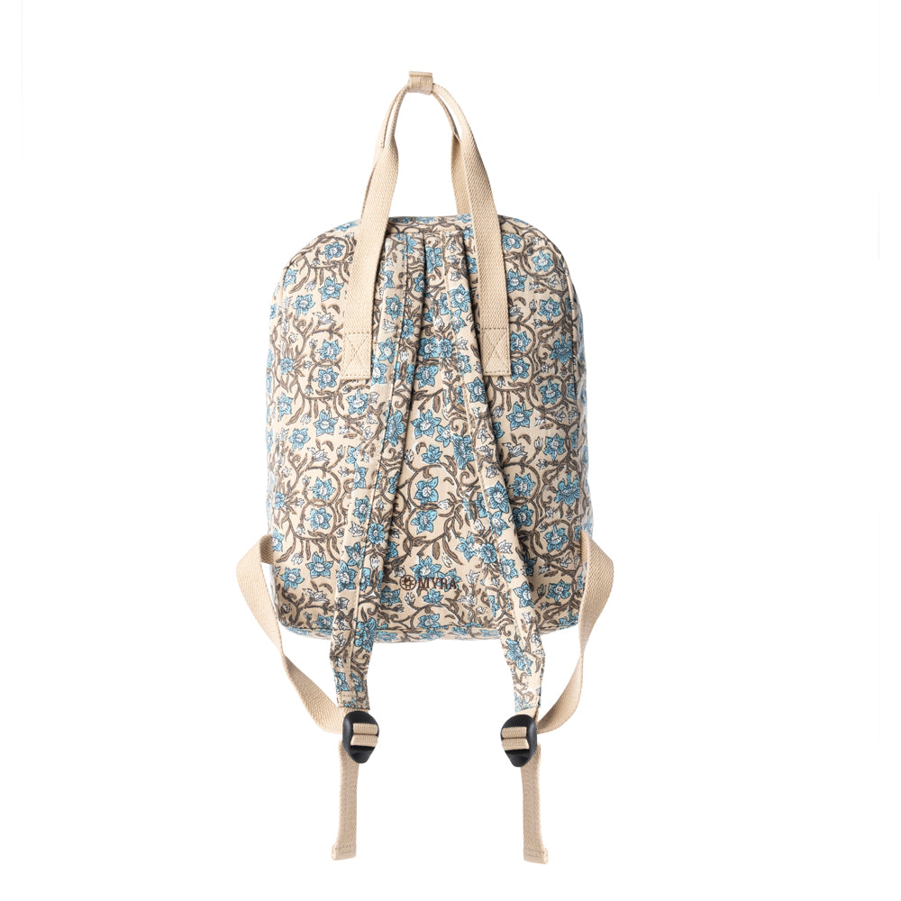 Myra Pine Meadow Cotton & Leather Crossbody Bag in Natural & Blue Floral