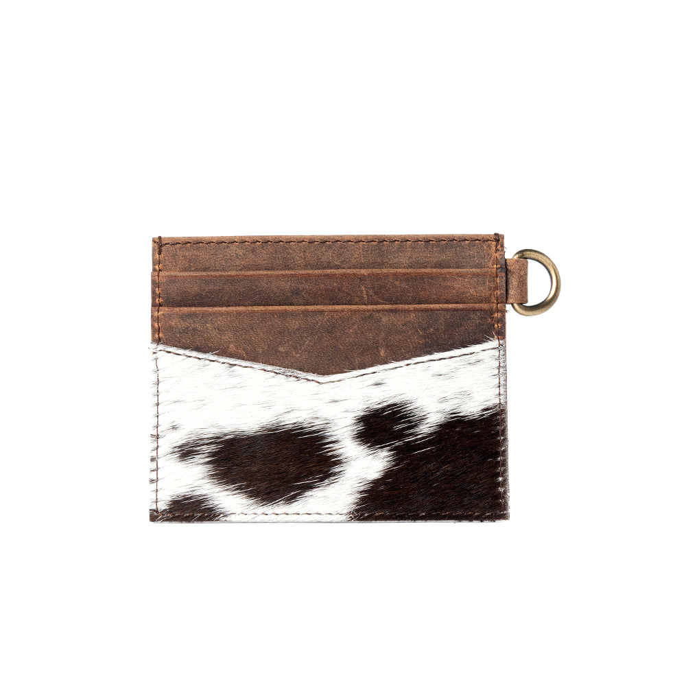 Myra Cowtown Card Holder for Women in black with hair-on detail