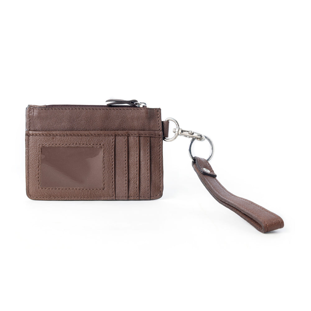 Myra Hand Hewn Western Card Holder for Women in Brown & Turquoise with handtooled detail
