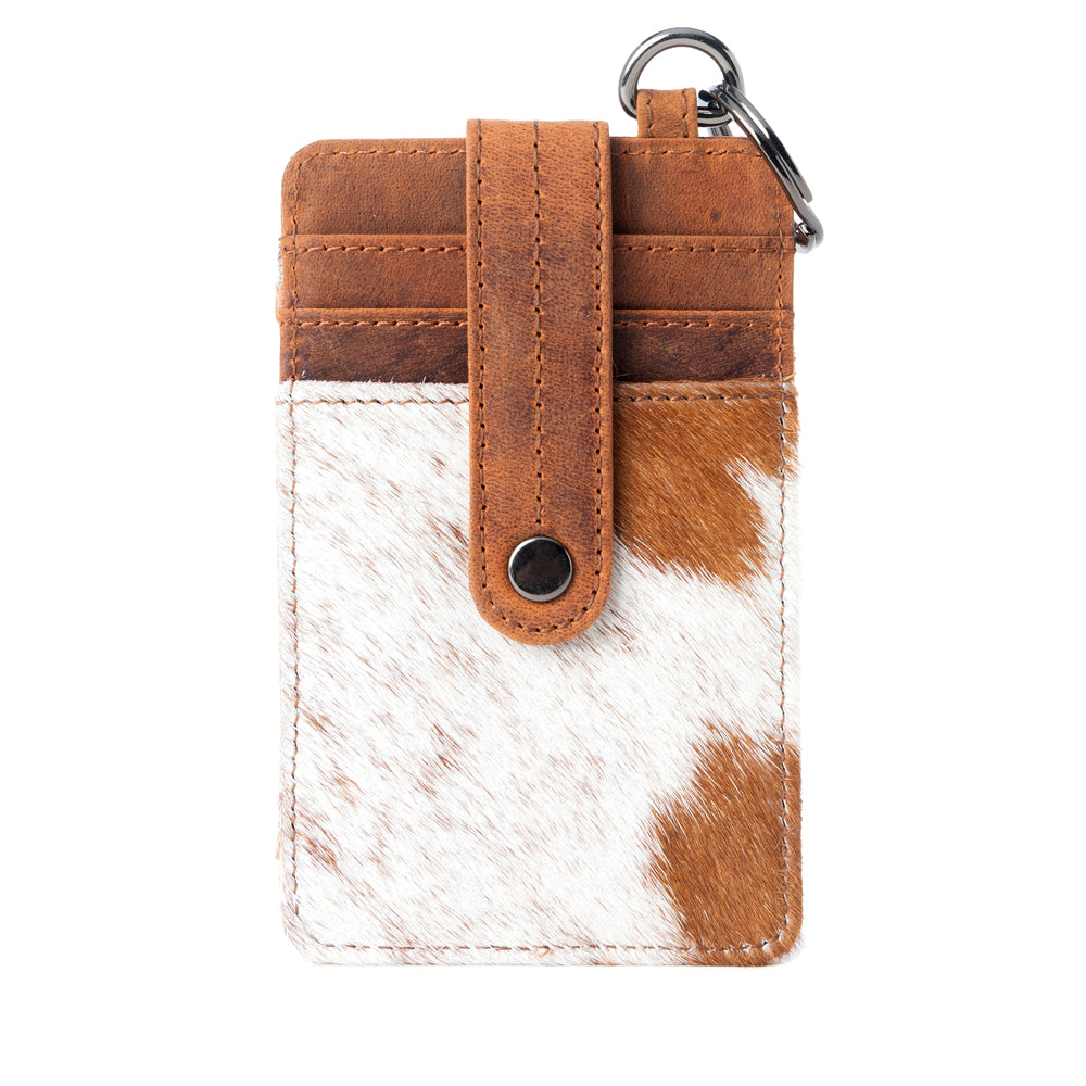 Myra Roper Card Holder for Women in brown with hair-on detail