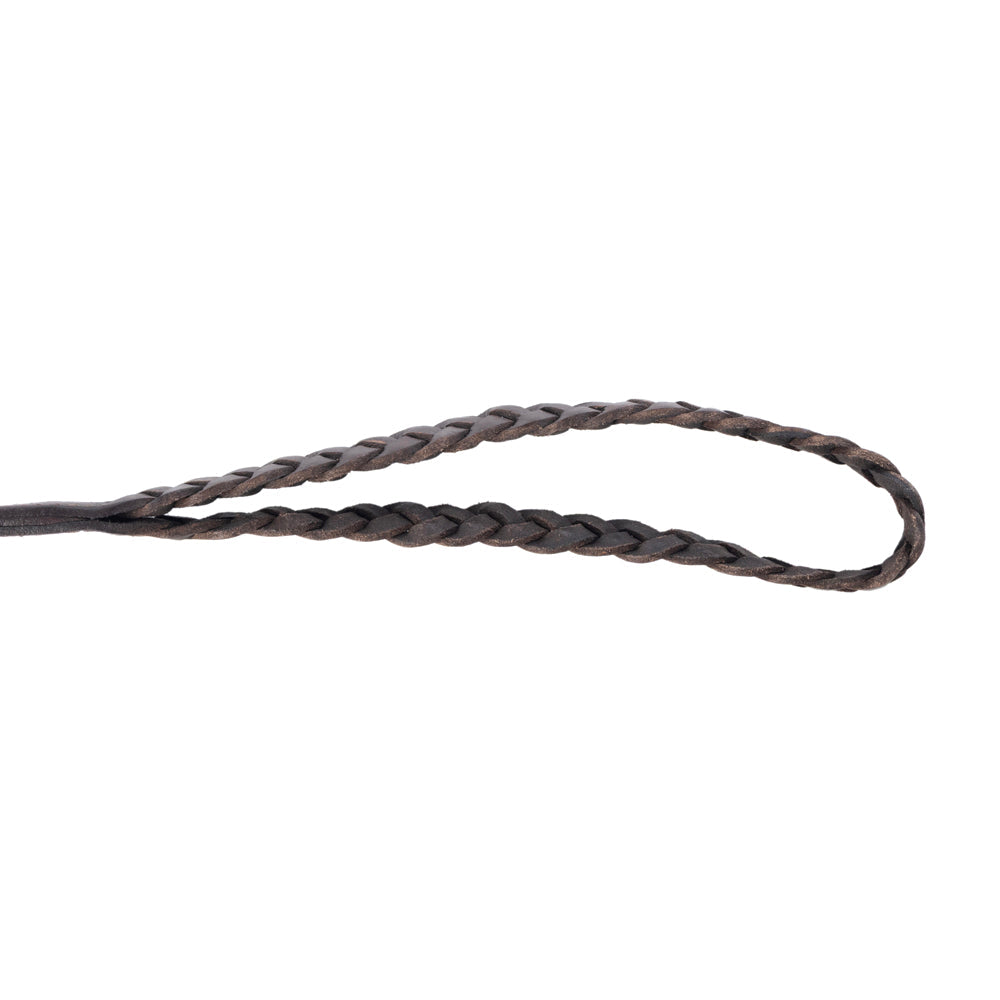 Trailbound Leather Dog Leash in Rustic Brown with Braided Design and Metal Hook
