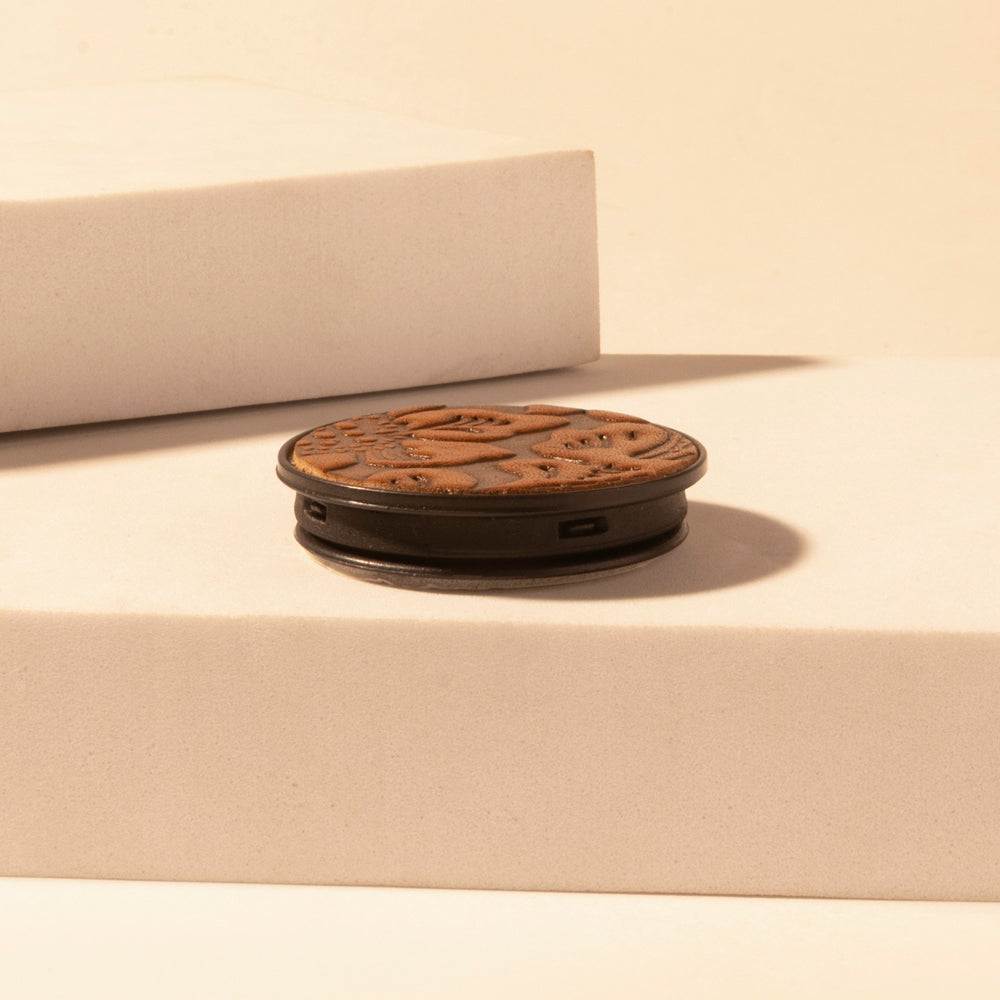 Myra Magnolia Trail Phone Socket for Women in brown with handtooled detail for everyday use
