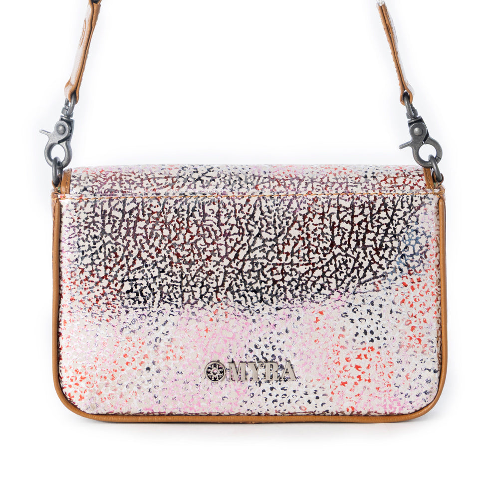 Myra Wild Print Leather Bag for Women in cream with textured detail and shoulder strap