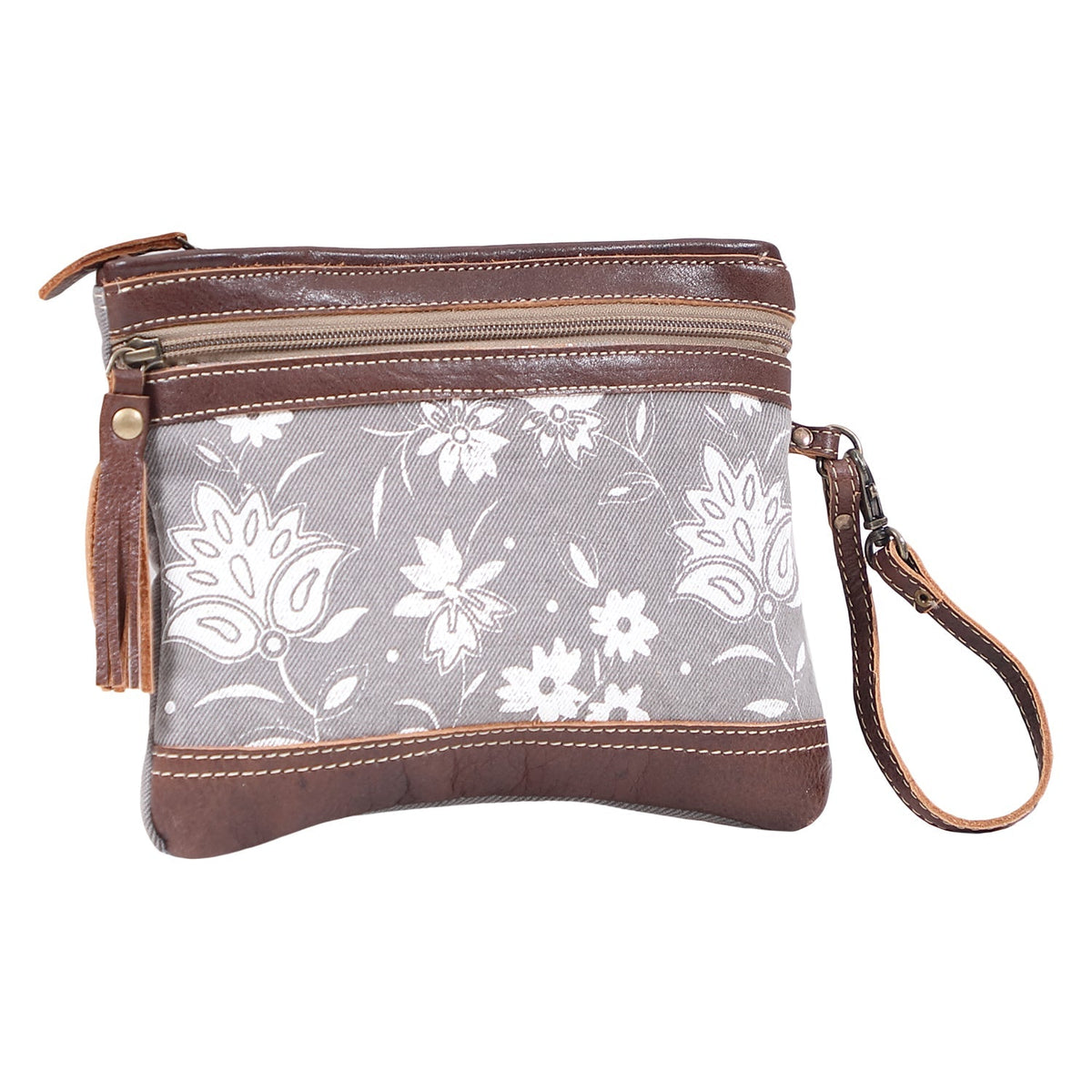 Petals On Grey Pouch