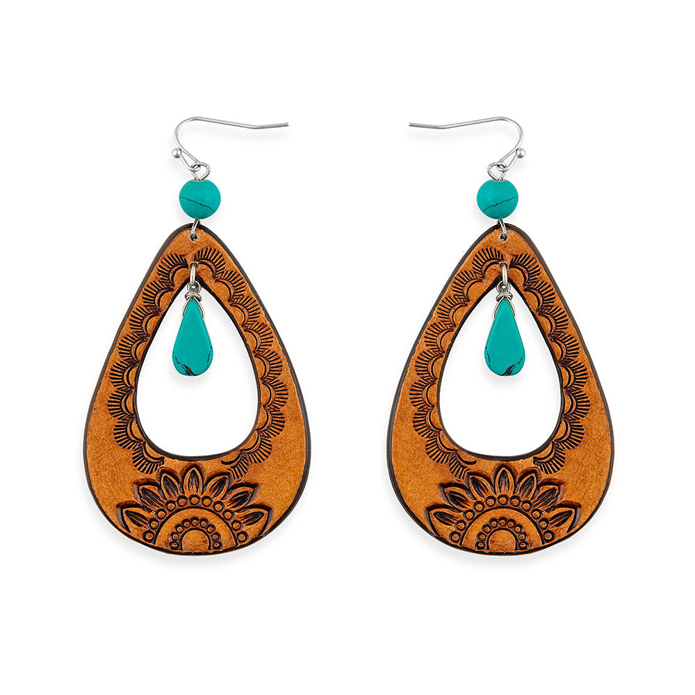 Blossom Rising Hand-Tooled Leather Earrings
