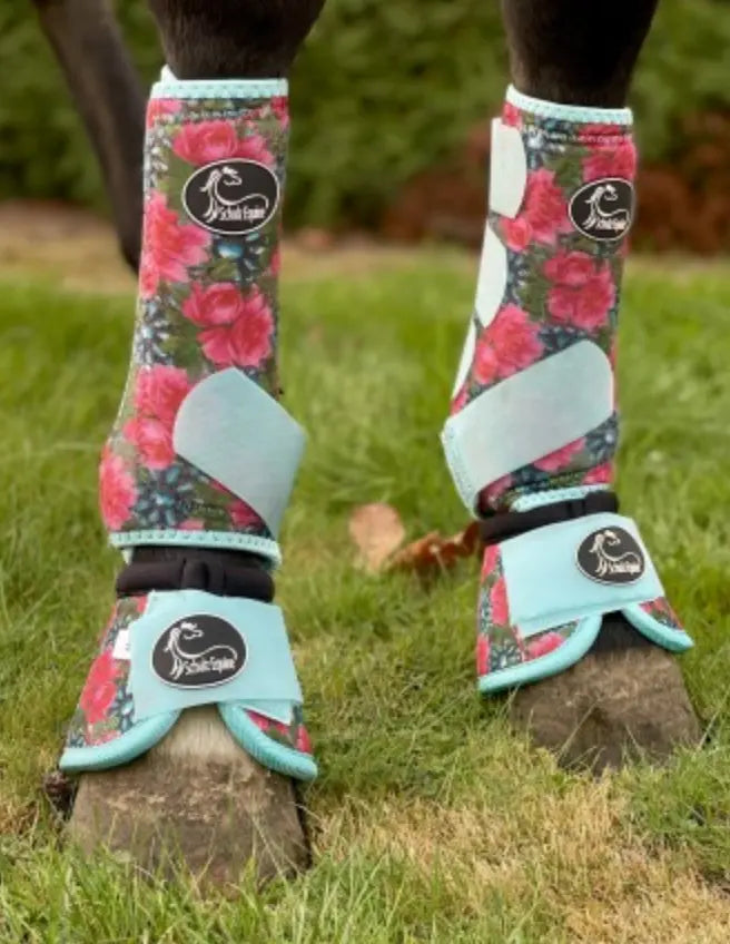 Turquoise Floral Bell Boots - 2 Pack