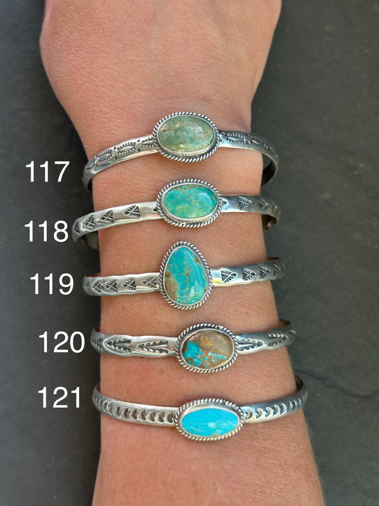 119 Sterling Silver Mine #8 Turquoise Stamped Stacking Cuff by Jason Ogg