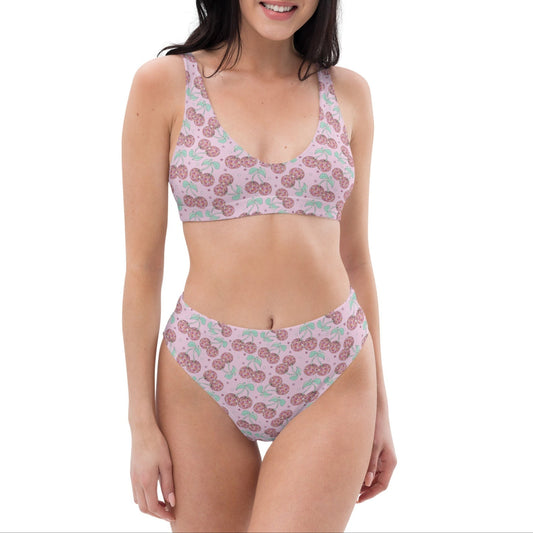 Cherry Groove High Waist Bikini