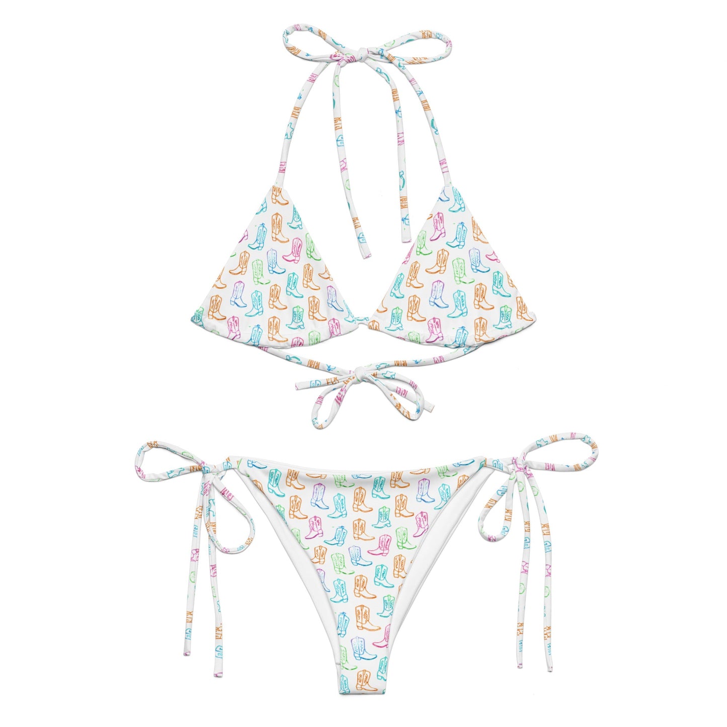 Watercolor Neon Boots String Bikini