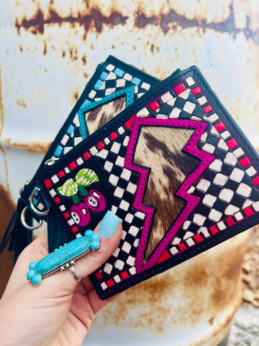 Pink Electric Rodeo Checkers Mini Wallet