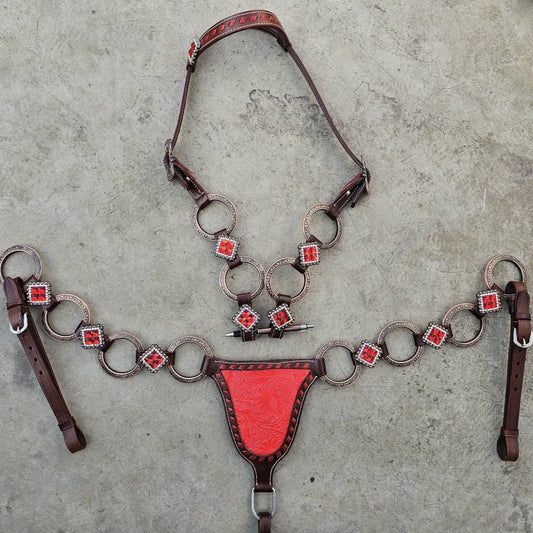 Made to Order Western Tack Set - Red Ring Set (BHT073)