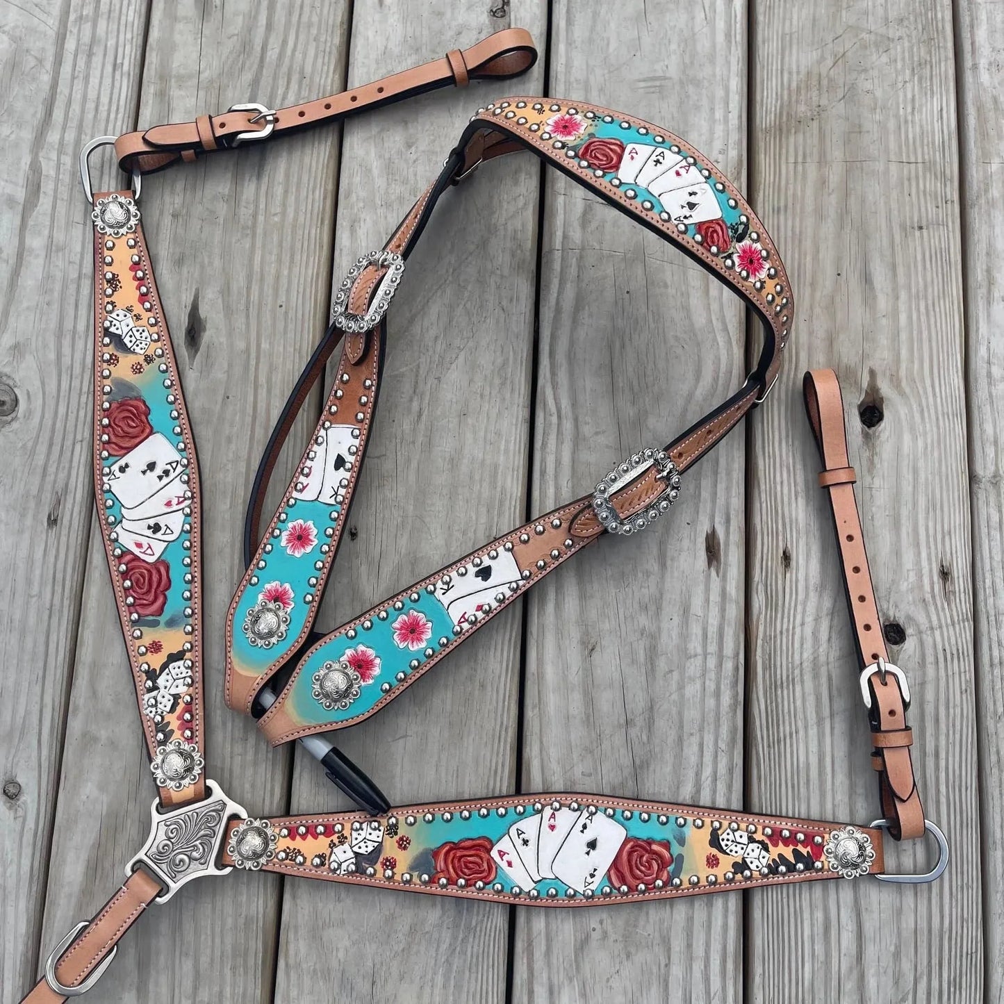 READY TO SHIP Western Tack Set - Blue Playing Card (BHT094)