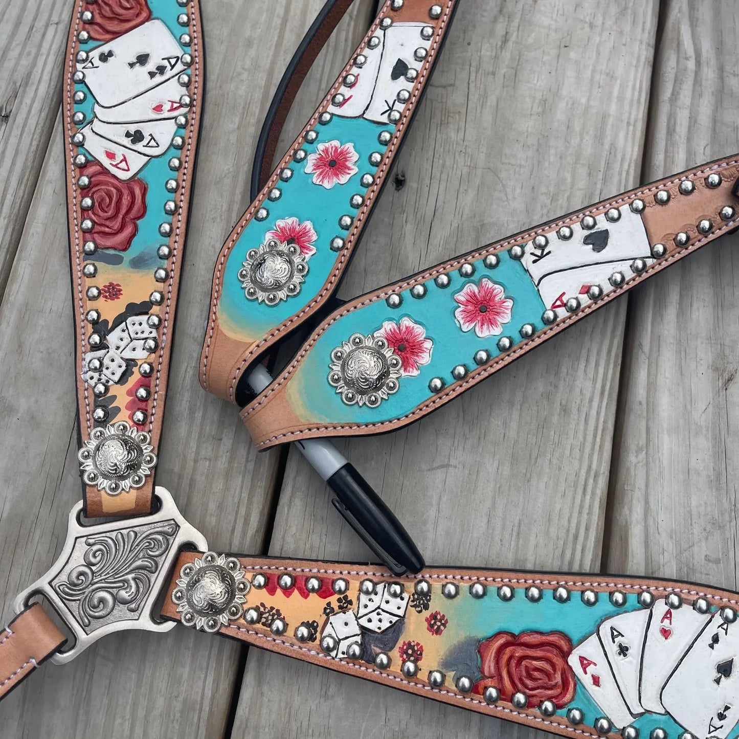 READY TO SHIP Western Tack Set - Blue Playing Card (BHT094)