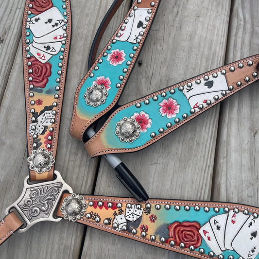 READY TO SHIP Western Tack Set - Blue Playing Card (BHT094)