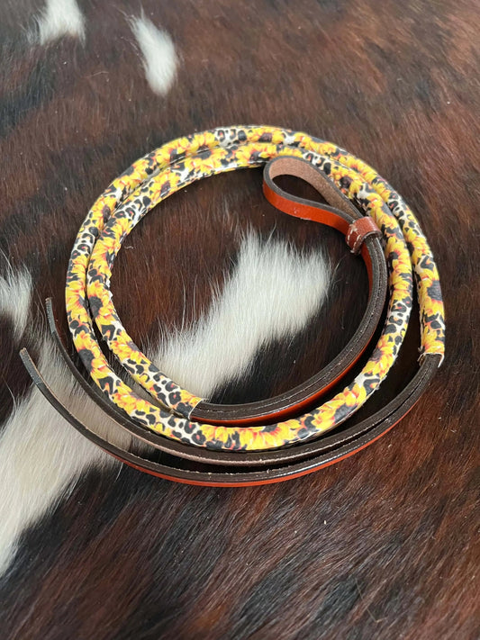 4ft Leather over & under with leather sunflower and cheetah print overlay.