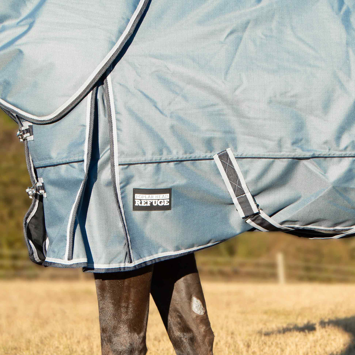 Jeffers Poplar Head "Refuge" 1200 Denier Turnout Blanket with Detachable Neck, 360 Gram, Hamilton Blue