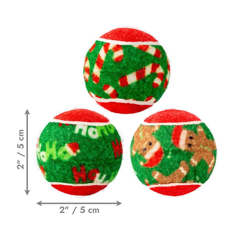 KONG Holiday SqueakAir® Balls, 6 Pack – Festive Dog Tennis Balls for Fetch & Interactive Play, Gentle on Teeth