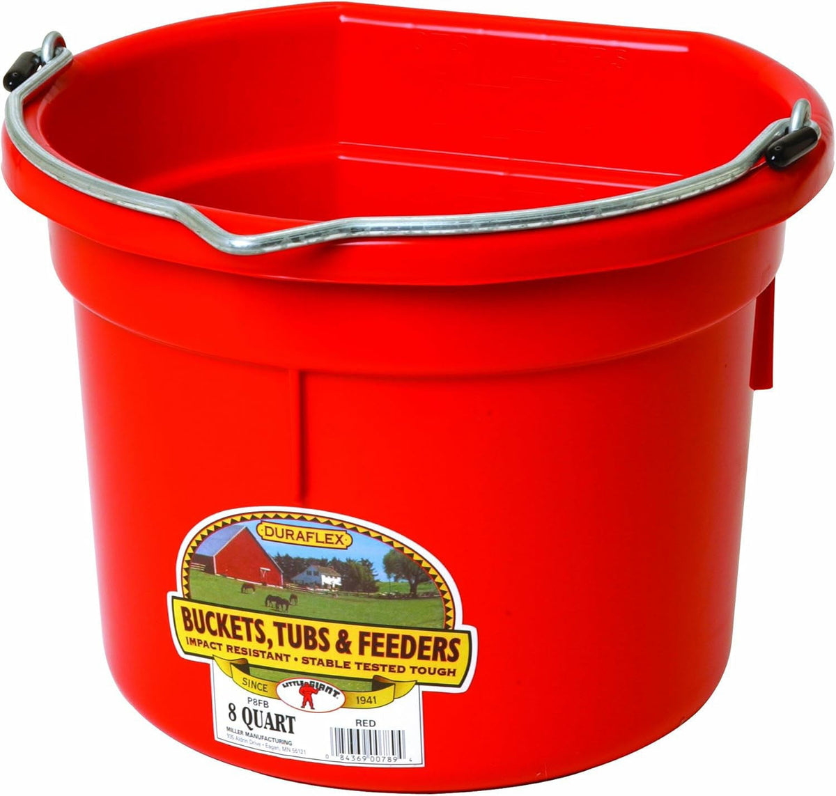 Little Giant Flat-Back Plastic Buckets – Impact-Resistant, Easy to Hang, 8 qt & 20 qt