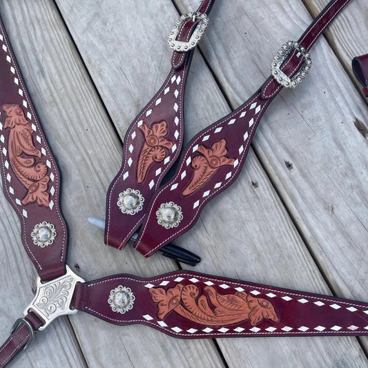 READY TO SHIP Western Tack Set - Leather Tooling (BHT095)